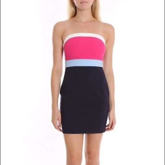 Revolve Likely Marena Tube Mini Strapless Bodycon Dress in Pink Navy Colorblock - Picture 5 of 13